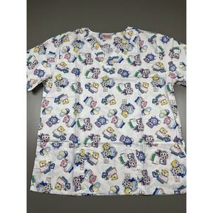 fashion scrubs women's scrub top size xs get well soon teddy bear v neck new